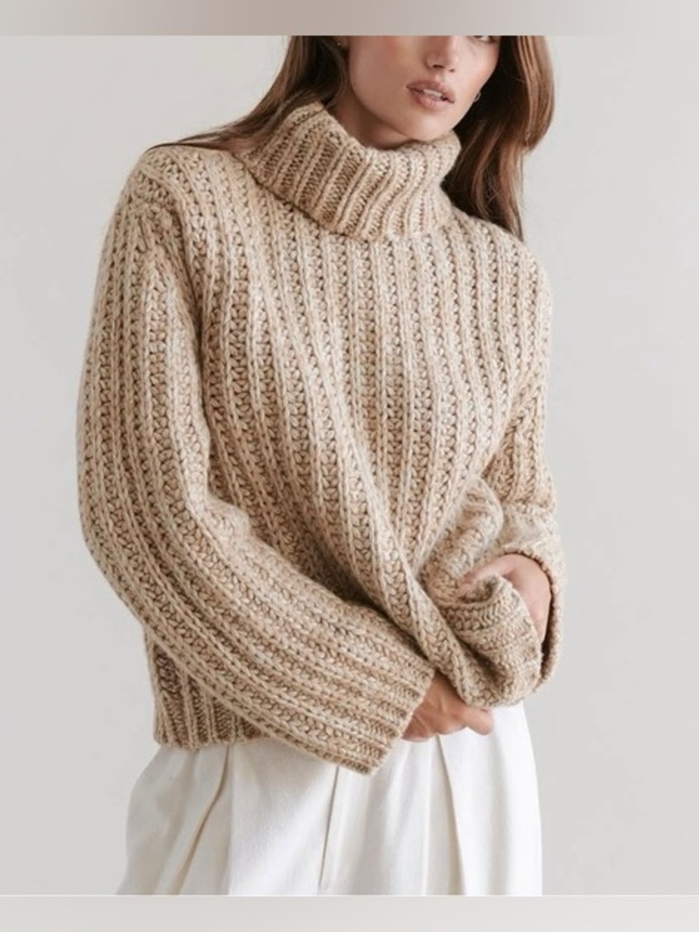 Jenni Kayne Hudson turtleneck camel marl size xs - Picture 2 of 6
